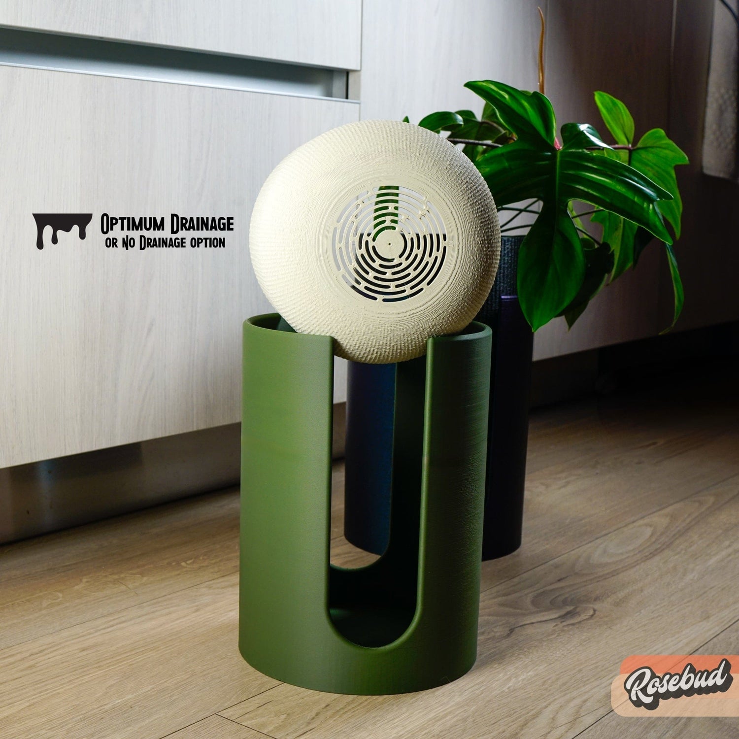 indoor planter with stand and drainage Rosebud Modern Elevated Planter and Plant Stand Set