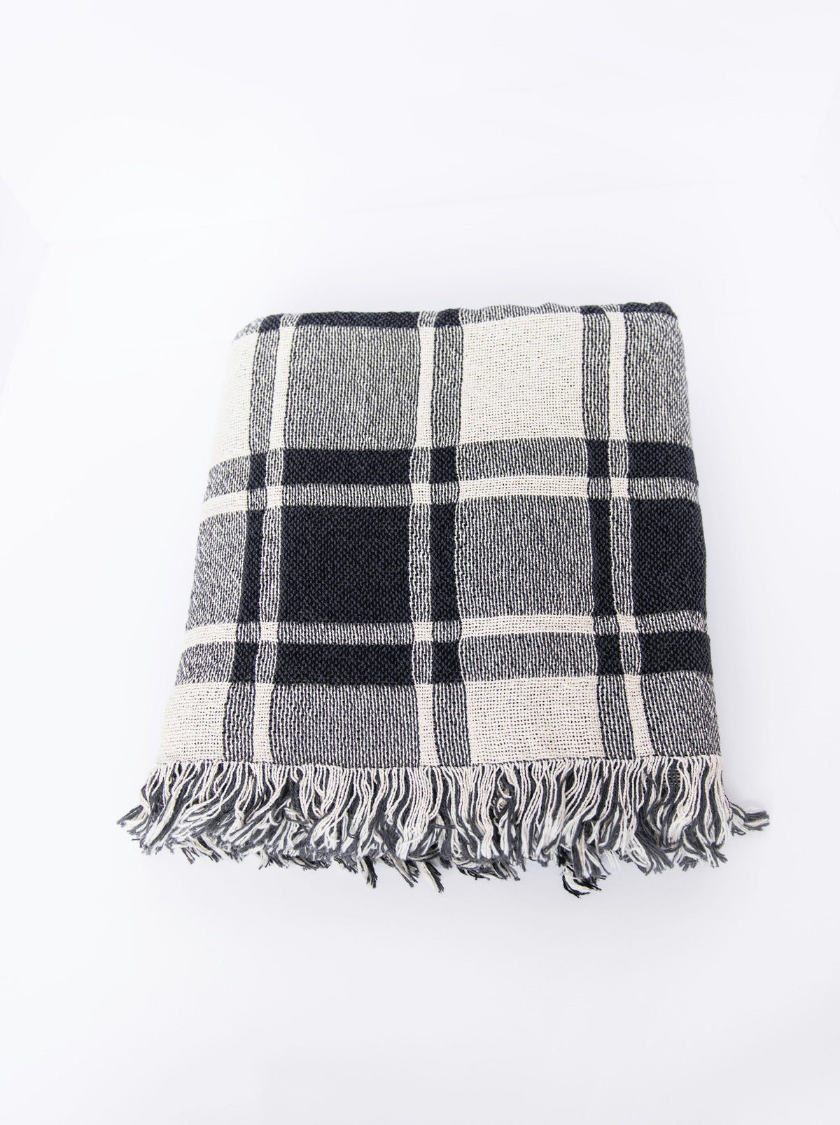 Ellis Graphite Black Plaid Cotton Throw Blanket