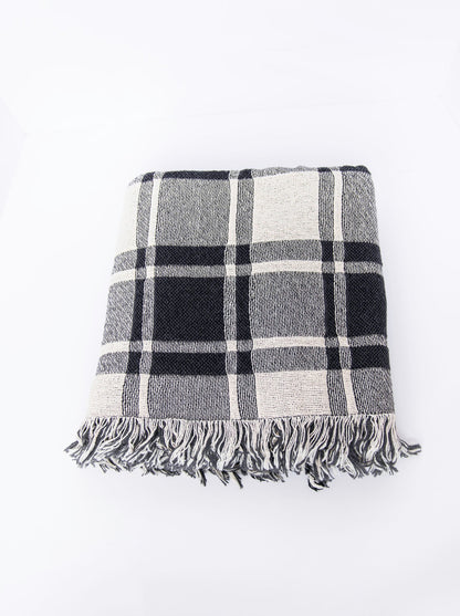 Ellis Graphite Black Plaid Cotton Throw Blanket