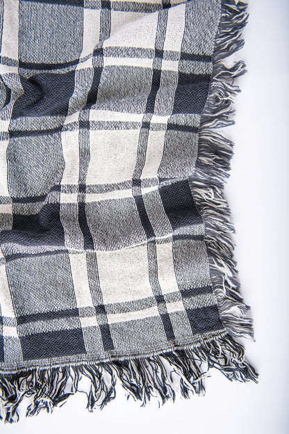 Ellis Graphite Black Plaid Cotton Throw Blanket