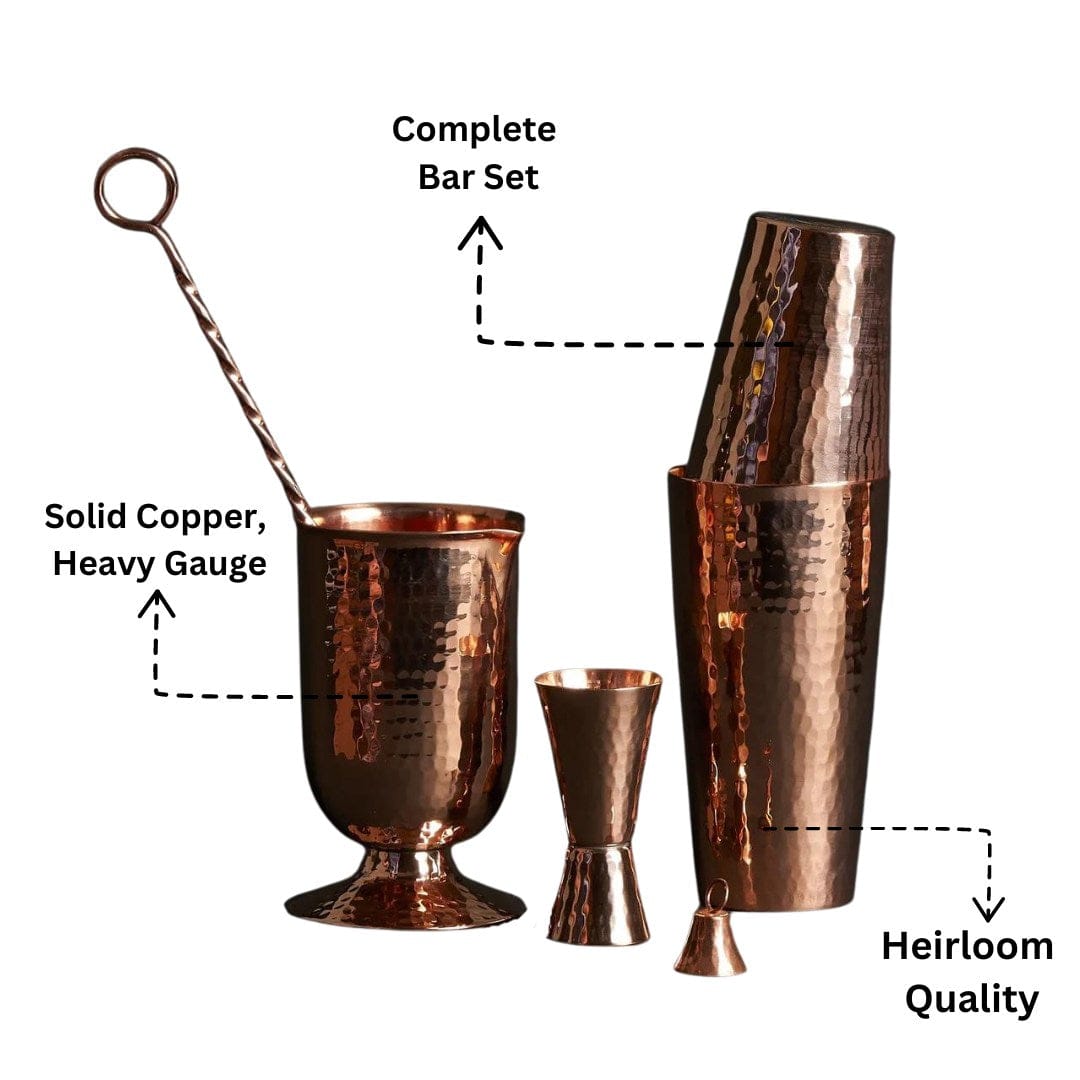 Sertodo Barware &amp; Bar Tools Essential Copper Mixologist Set