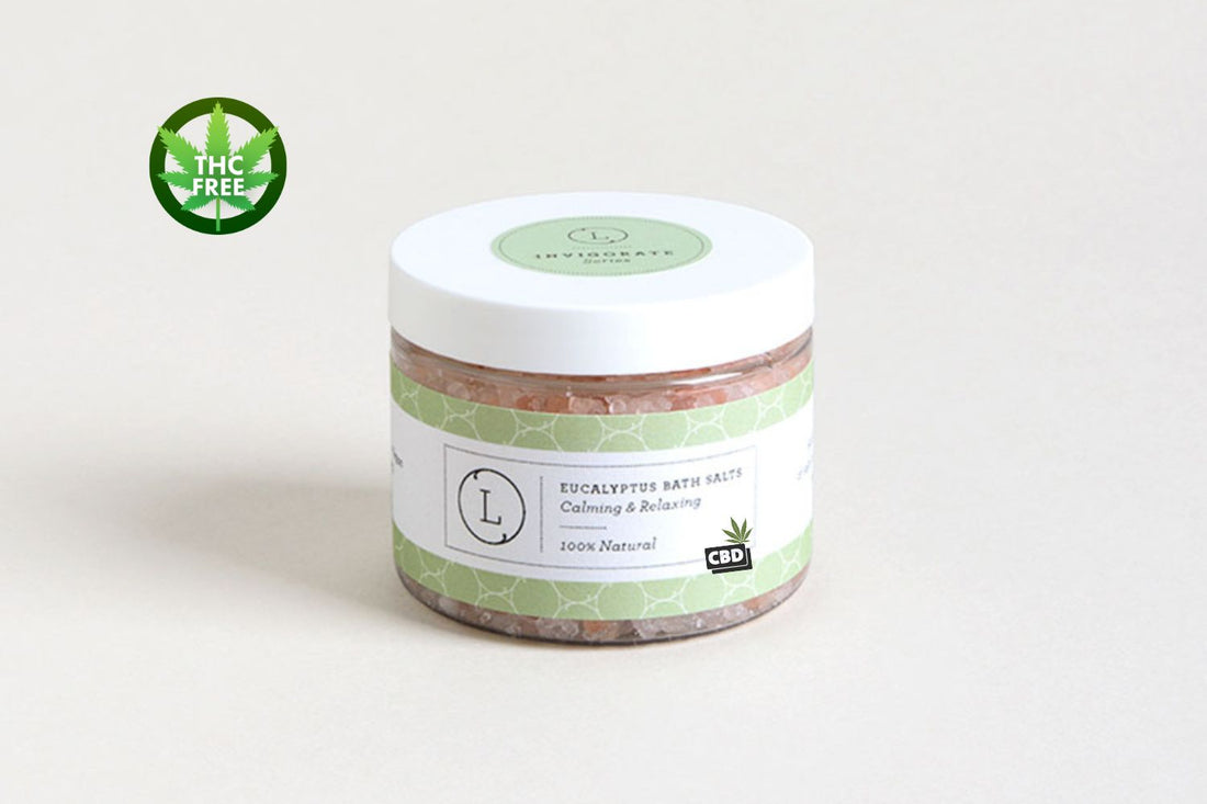 CBD Natural Eucalyptus Bath Salts with CBD, Calming and relaxing (THC free) - My American Goods