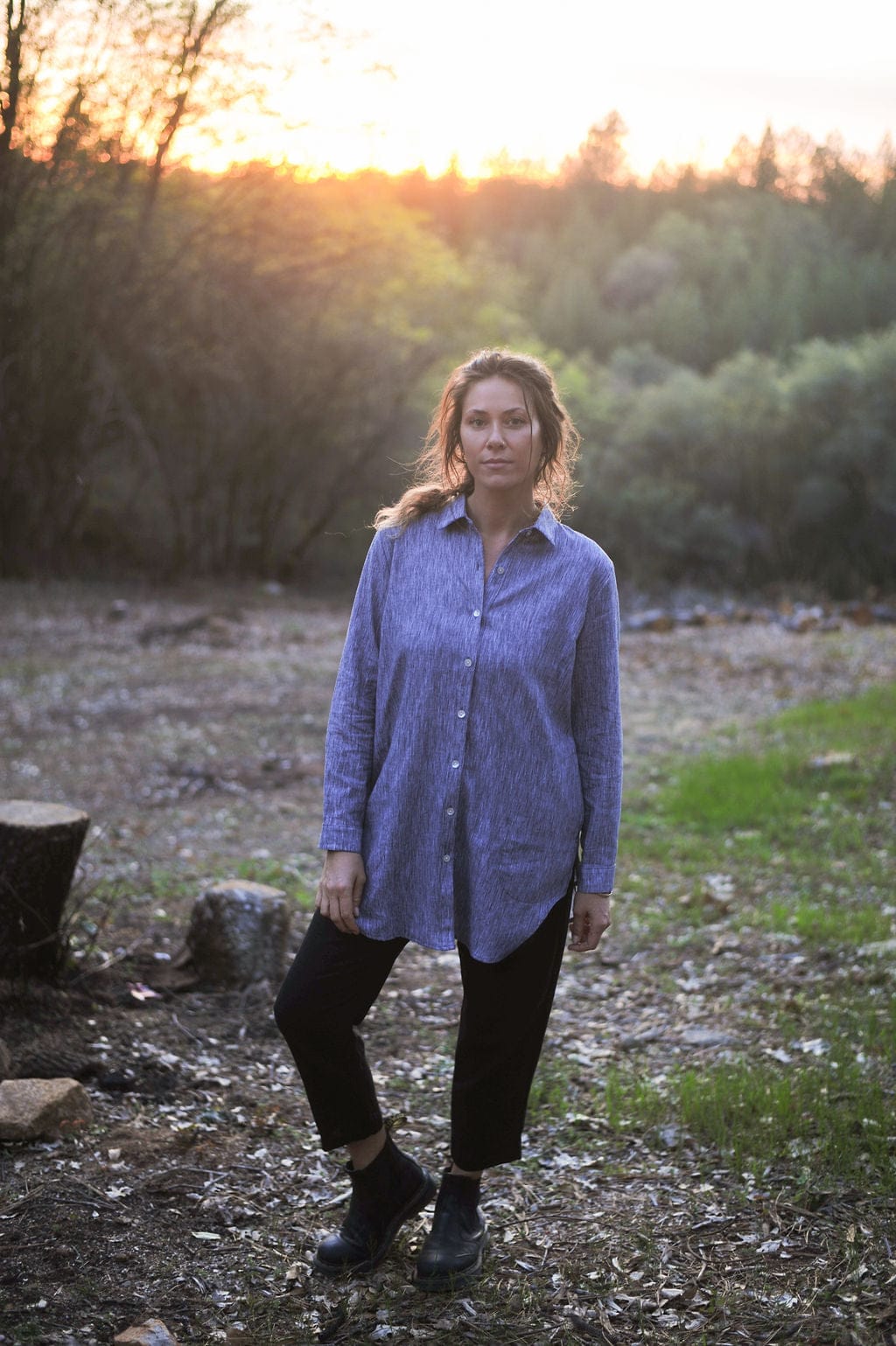 Field Day Top Cora Cover Up in Heatherd Stone Linen