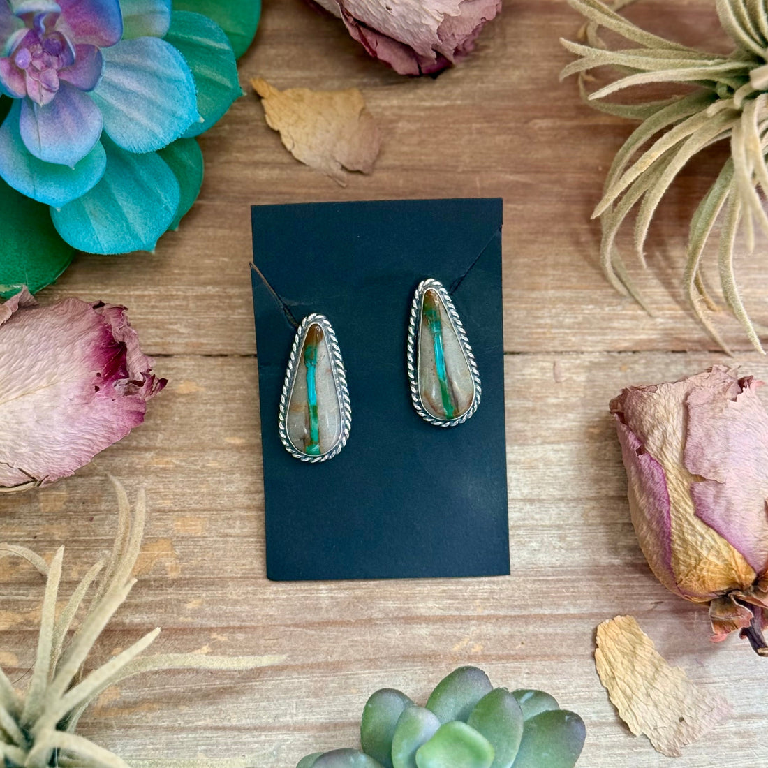 Ribbon Royston Turquoise Stud Earrings by Jason Ogg – No. 1