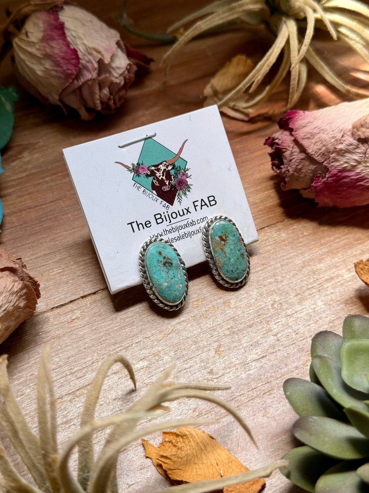 Cripple Creek Turquoise Stud Earrings by Jason Ogg