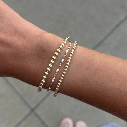 White Daisy + Juno Bracelet Triple Stack
