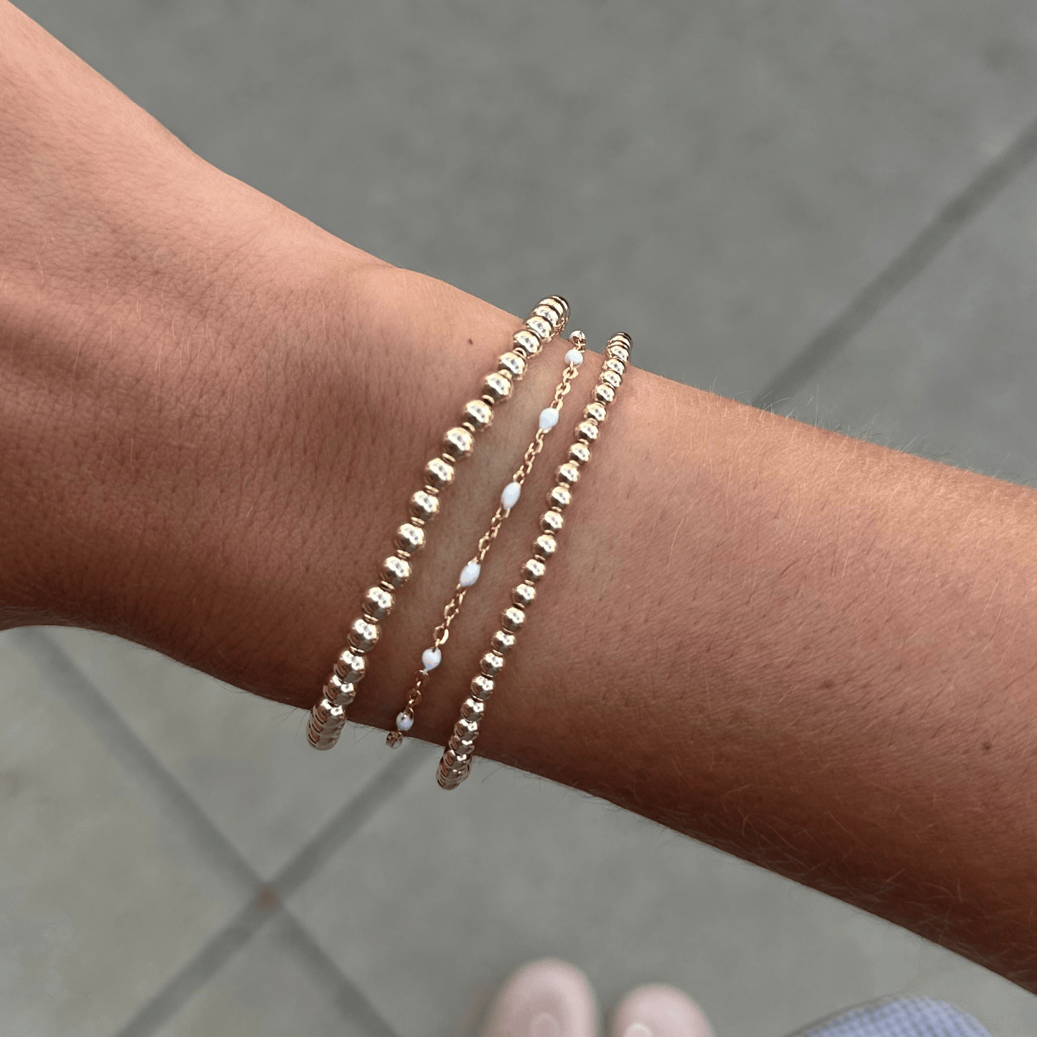 Cuffed by Nano LLC White Daisy + Juno Bracelet Triple Stack