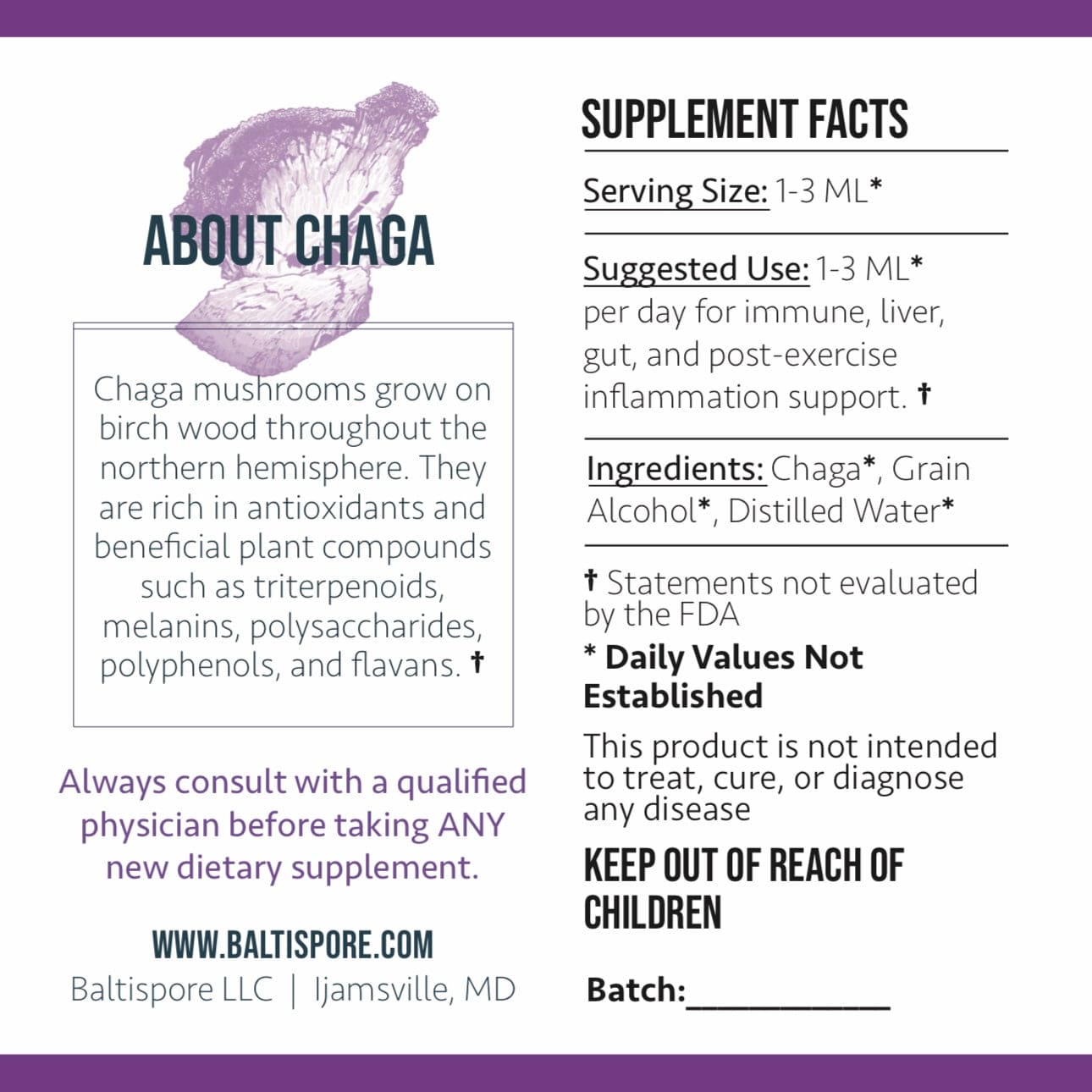 BaltiSpore Tincture Chaga Mushroom Tincture
