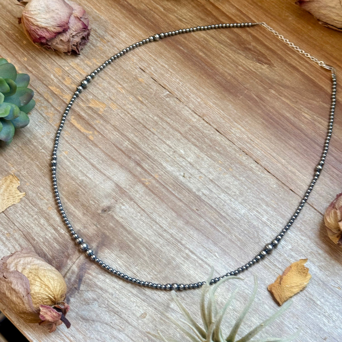 22" Graduated Sterling Silver Pearl Necklace – 3mm