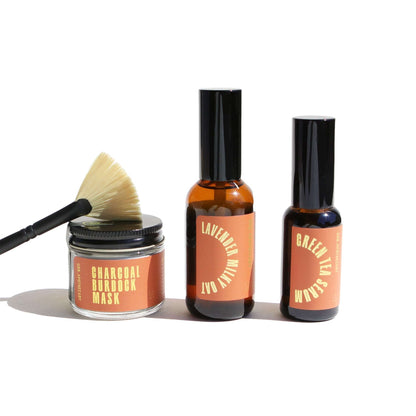 URB APOTHECARY FACE MASK Full Size / Charcoal Burdock Mask / Green Tea Hemp Face Serum Facial Spa Bundle