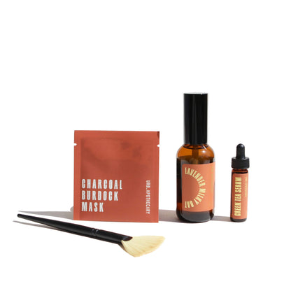 URB APOTHECARY FACE MASK Travel Size / Charcoal Burdock Mask / Green Tea Hemp Face Serum Facial Spa Bundle