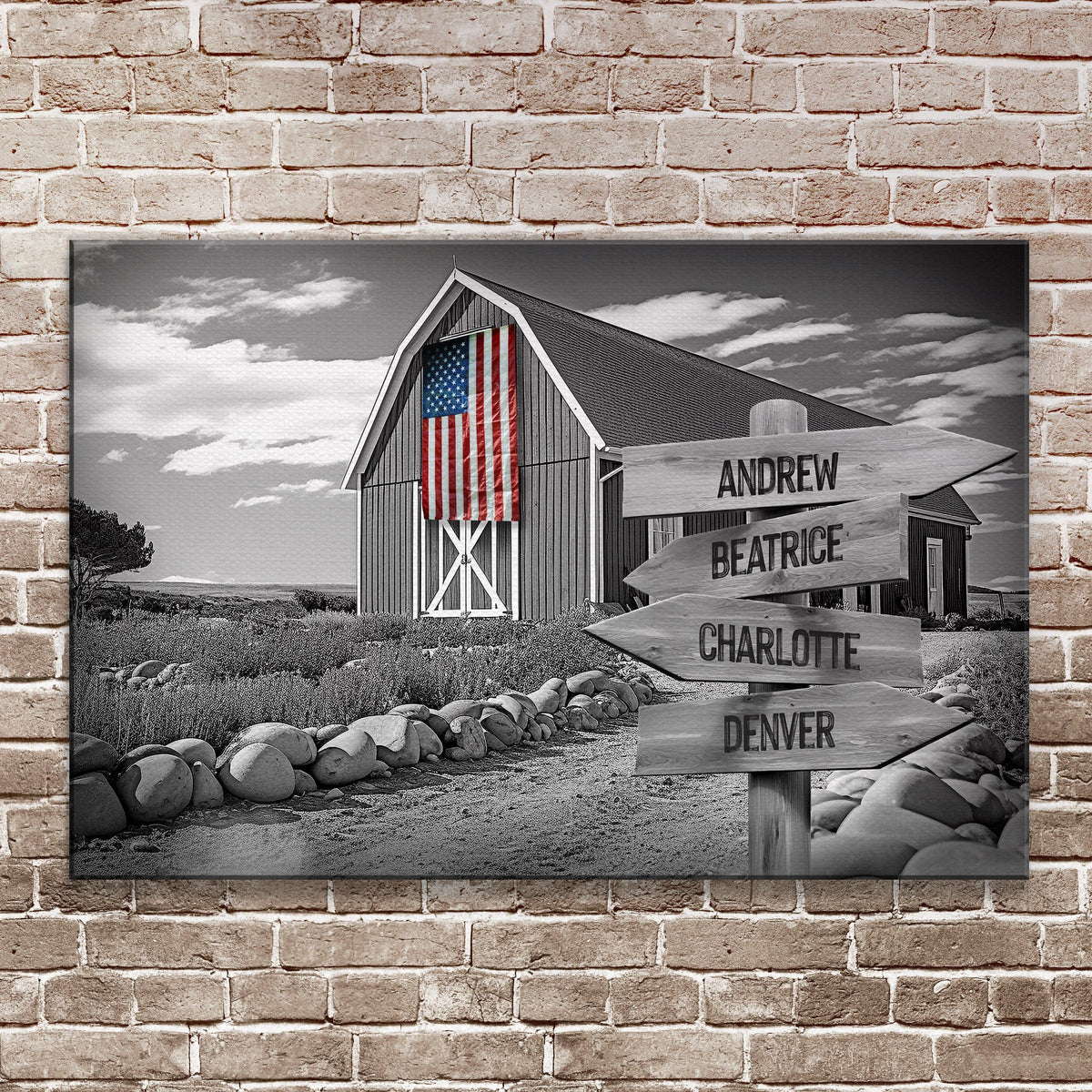 Tailored Canvases Canvas 18x12 inch Medium Premium Gallery Wrapped Family Names American Barn Sign