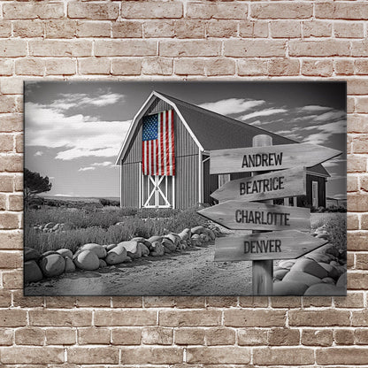 Tailored Canvases Canvas 18x12 inch Medium Premium Gallery Wrapped Family Names American Barn Sign