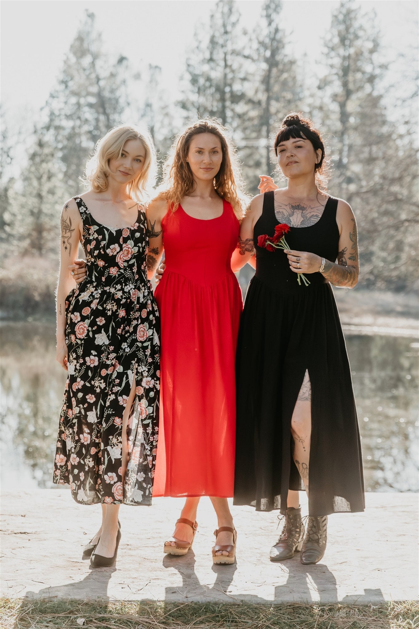 Long Agnes dress in Dark Floral Challis