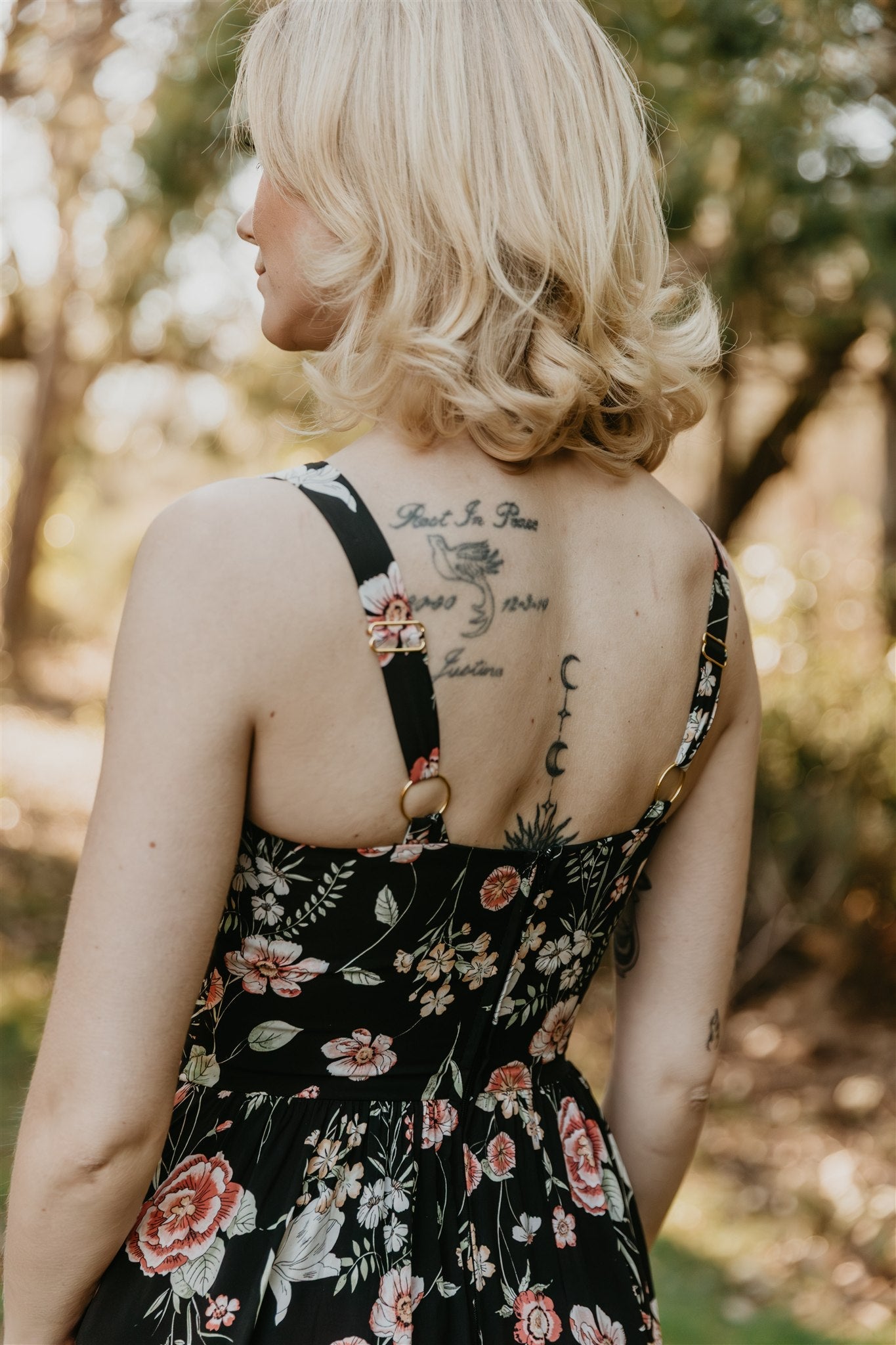 Long Agnes dress in Dark Floral Challis