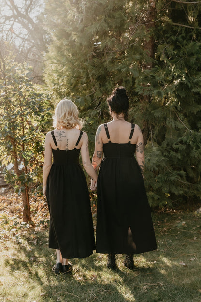 Long Agnes dress in Black Cotton