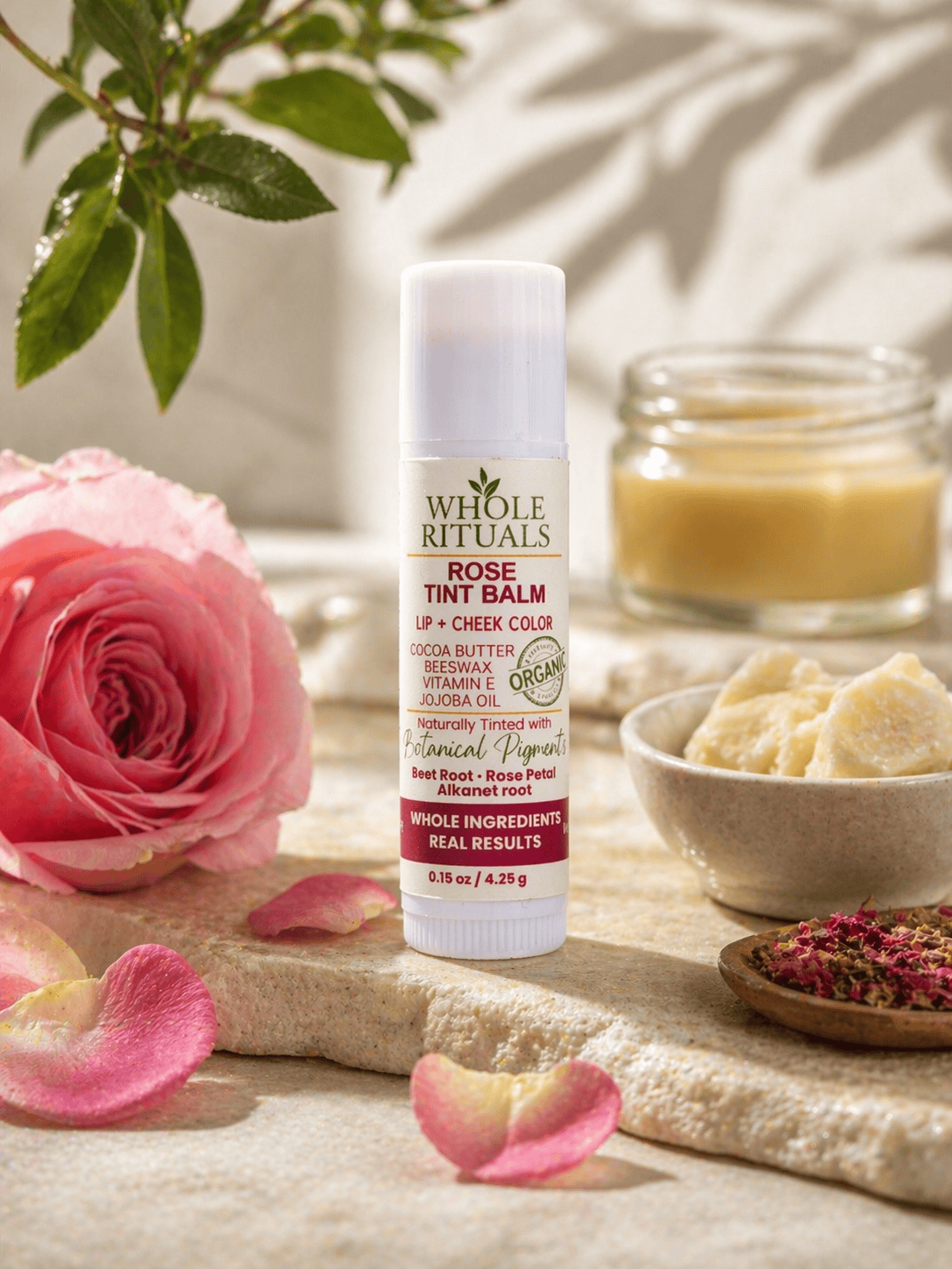 Whole Rituals Lip Balms Rose Tint Balm – Lip + Cheek Color with Organic Ingredients