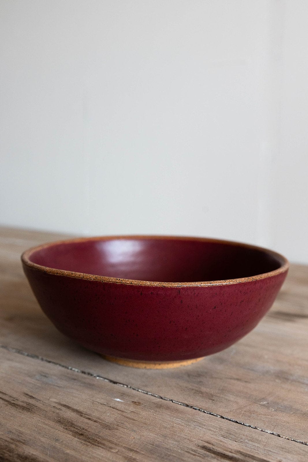 KJ Pottery Bowl Ruby / Raw Rim Serving Bowl