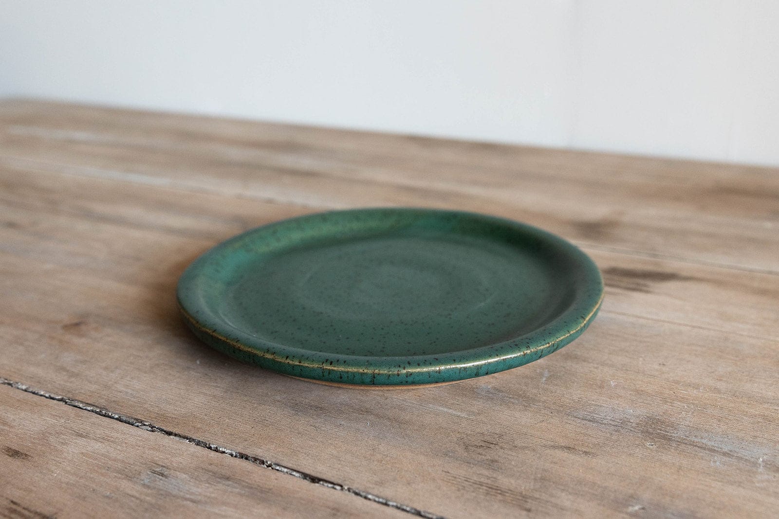 KJ Pottery Plate Fern / Tall Rim / Glazed Rim Dinner Plate