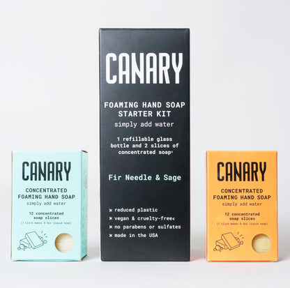 Canary Hand Soap 1 Starter Kit (bottle included) + 12 Slices of Two Scents Concentrated Foaming Hand Soap Bundle