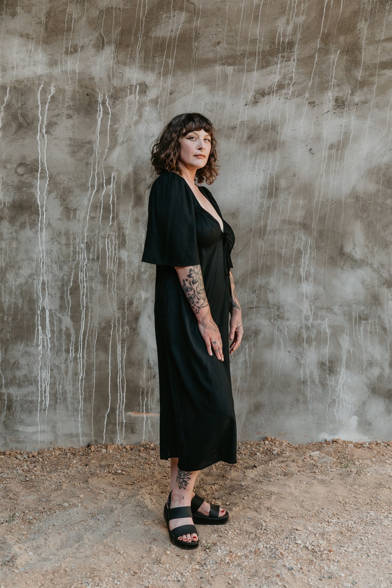 Tyrah Dress in Black Challis