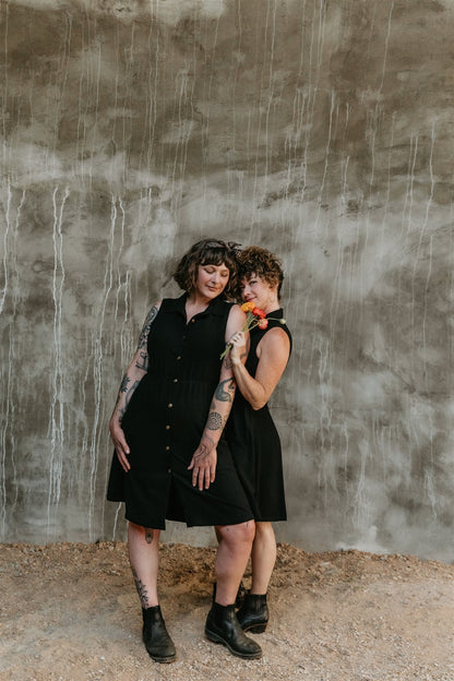 Mona Dress in Black Linen