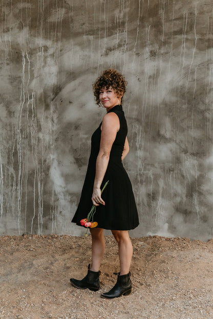 Mona Dress in Black Linen