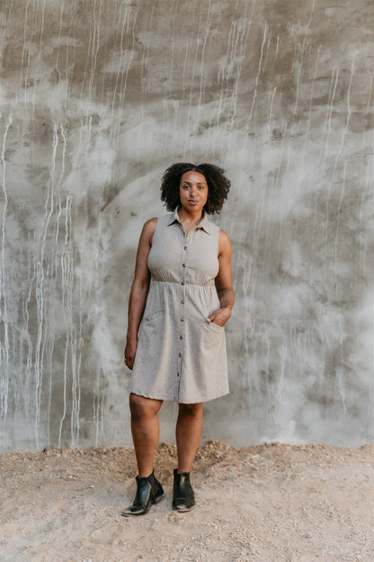 Mona Dress in Black &amp; Oat Cotton Gingham
