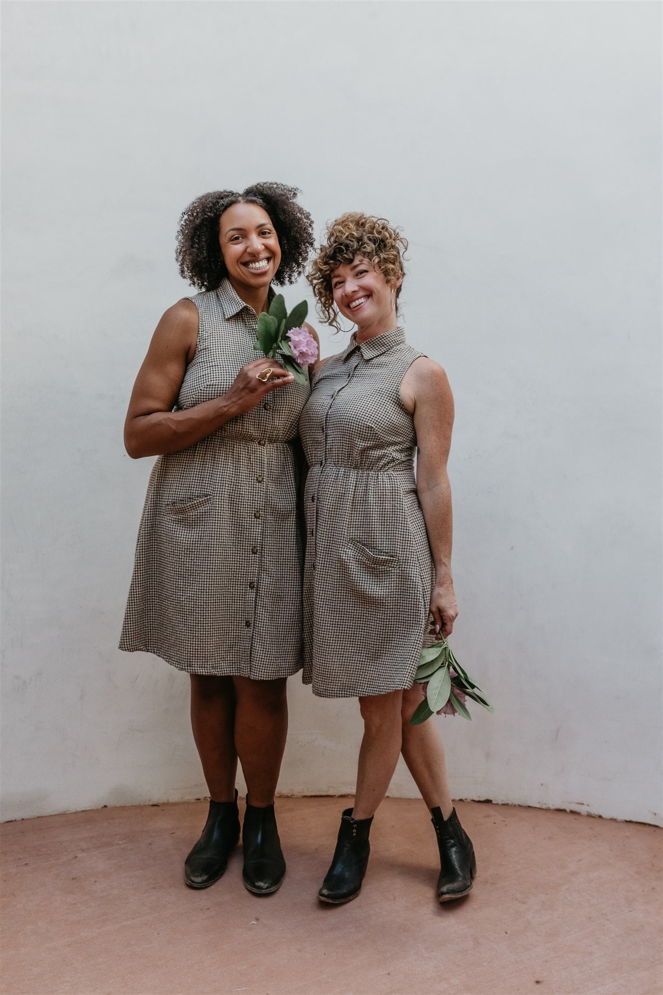 Mona Dress in Black &amp; Oat Cotton Gingham