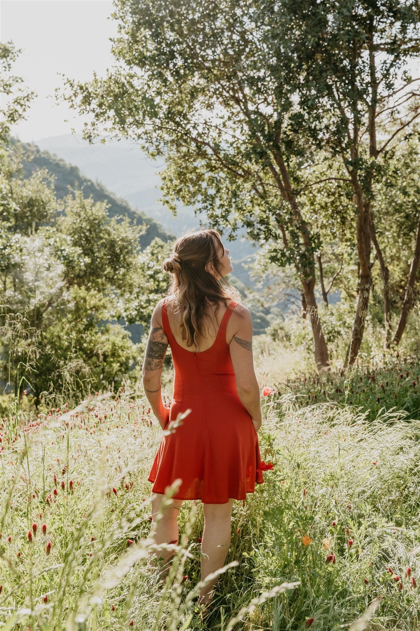 Delana Dress in Coral Challis