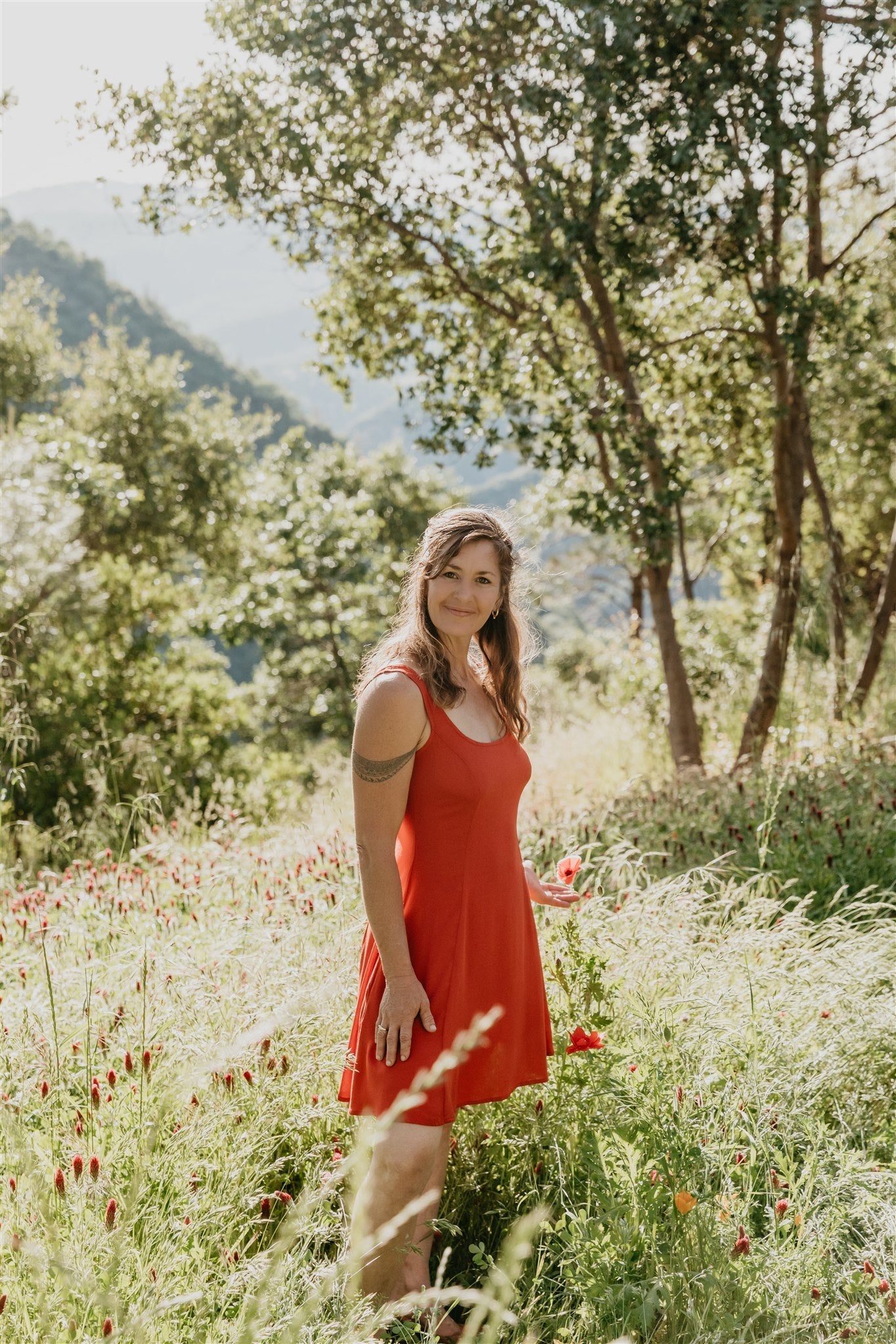 Delana Dress in Coral Challis