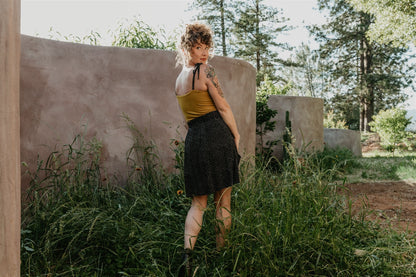 Rah Rah Skirt in Black Polka Dot Challis