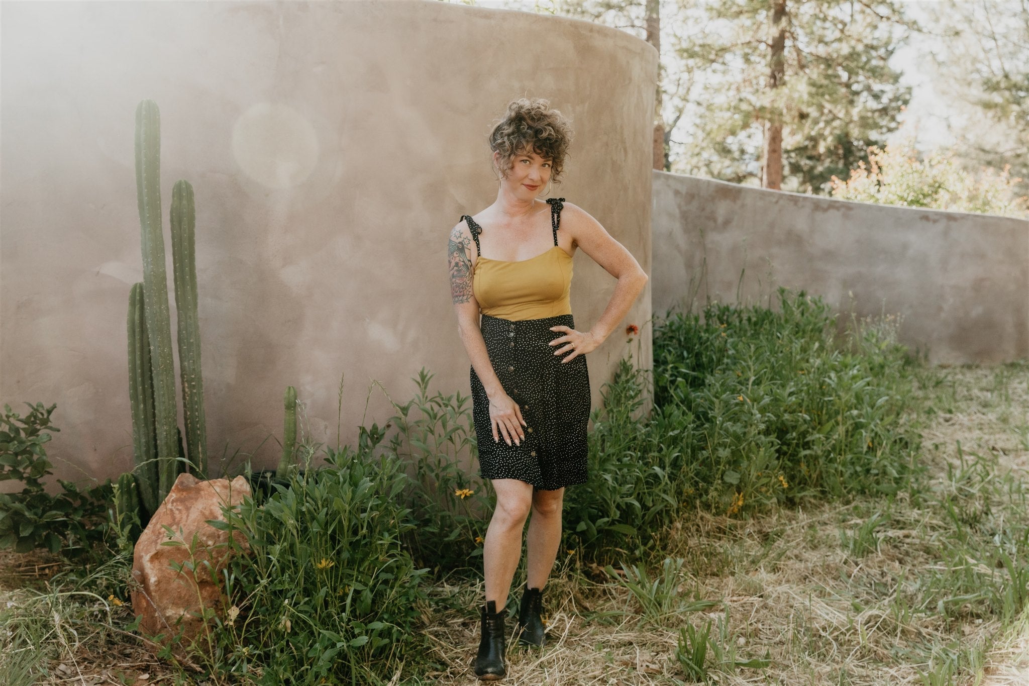 Rah Rah Skirt in Black Polka Dot Challis