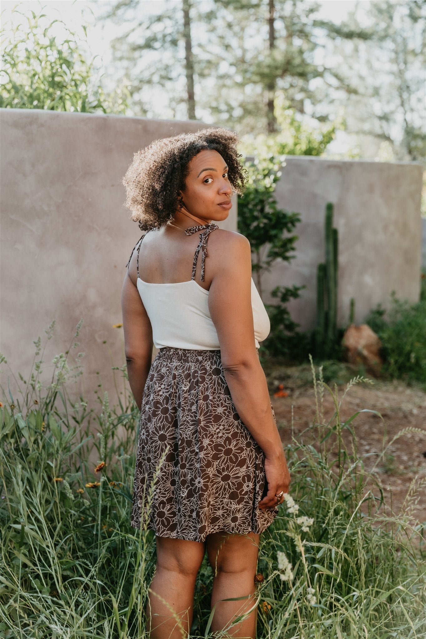 Rah Rah Skirt in Brown and Oat Floral