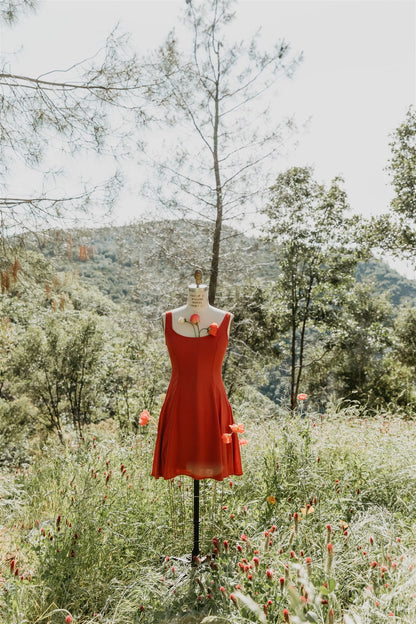 Delana Dress in Coral Challis