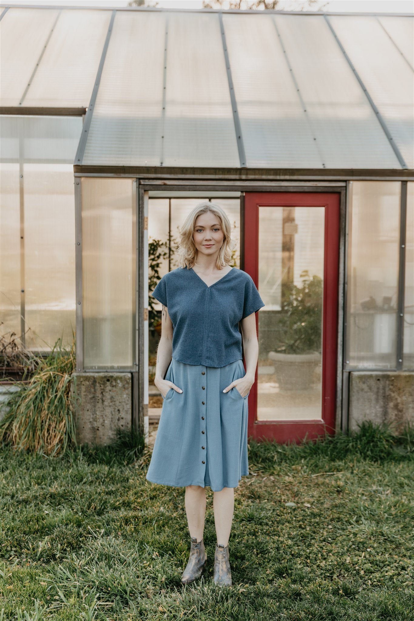 Bae Skirt in Blue Irish Linen