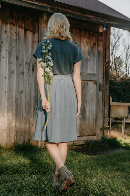 Bae Skirt in Blue Irish Linen