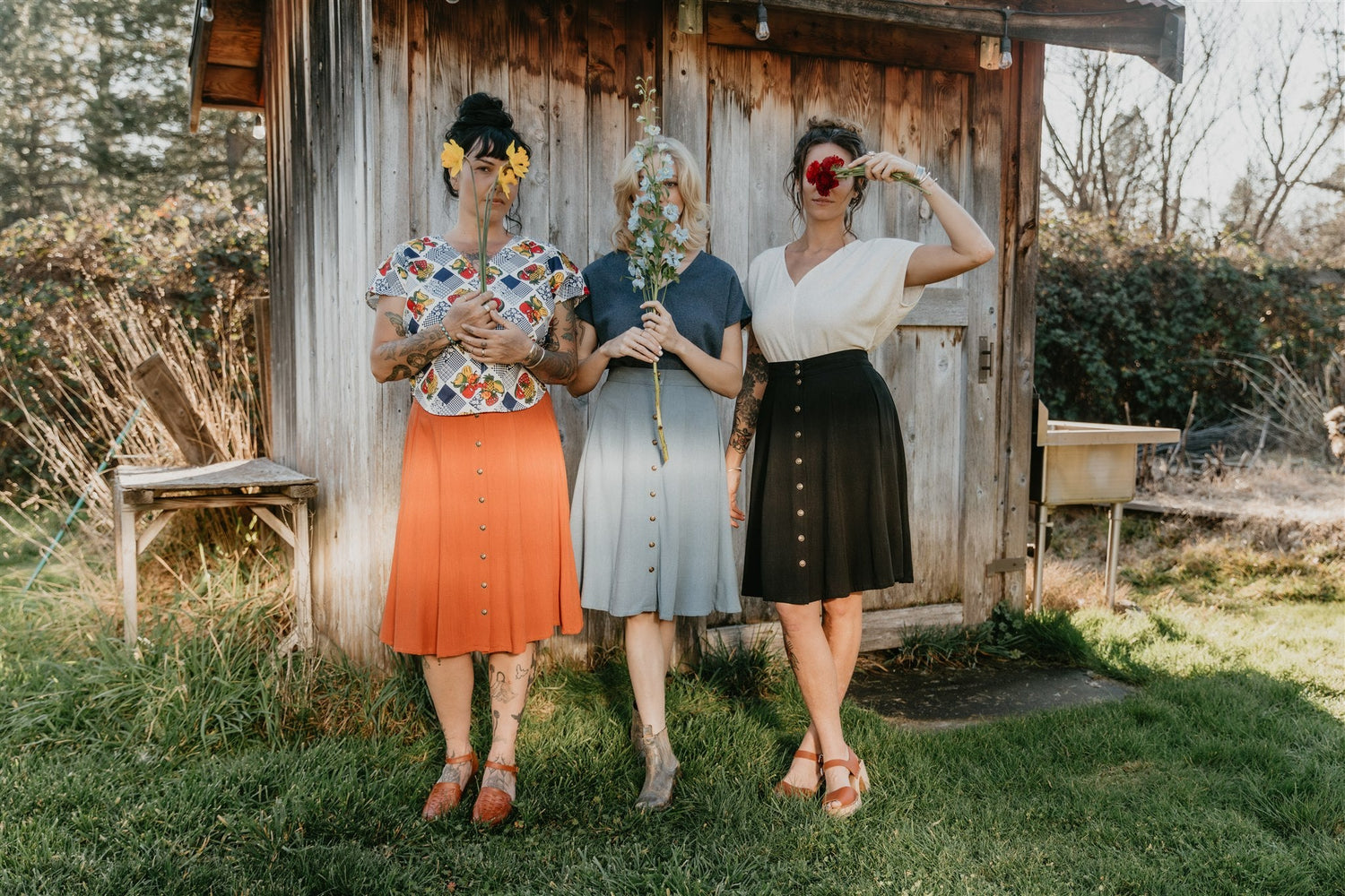 Bae Skirt in Rusty Orange Irish Linen