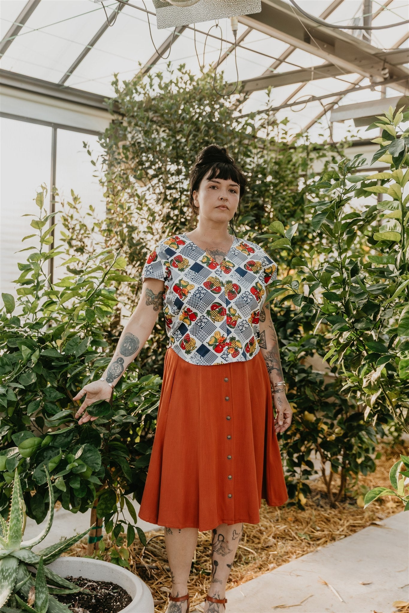 Bae Skirt in Rusty Orange Irish Linen