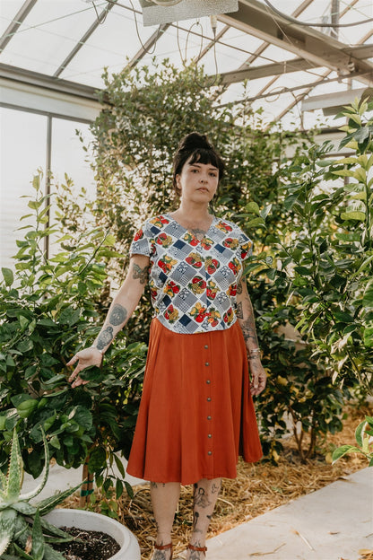 Bae Skirt in Rusty Orange Irish Linen