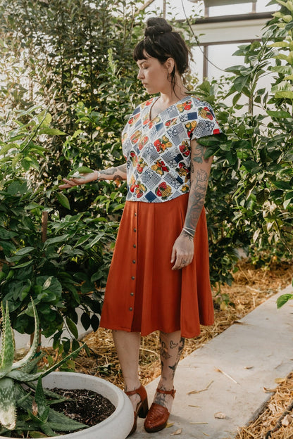 Bae Skirt in Rusty Orange Irish Linen