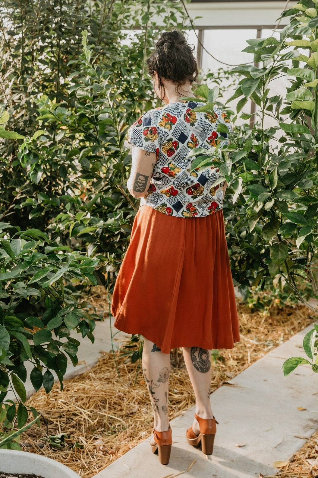 Bae Skirt in Rusty Orange Irish Linen