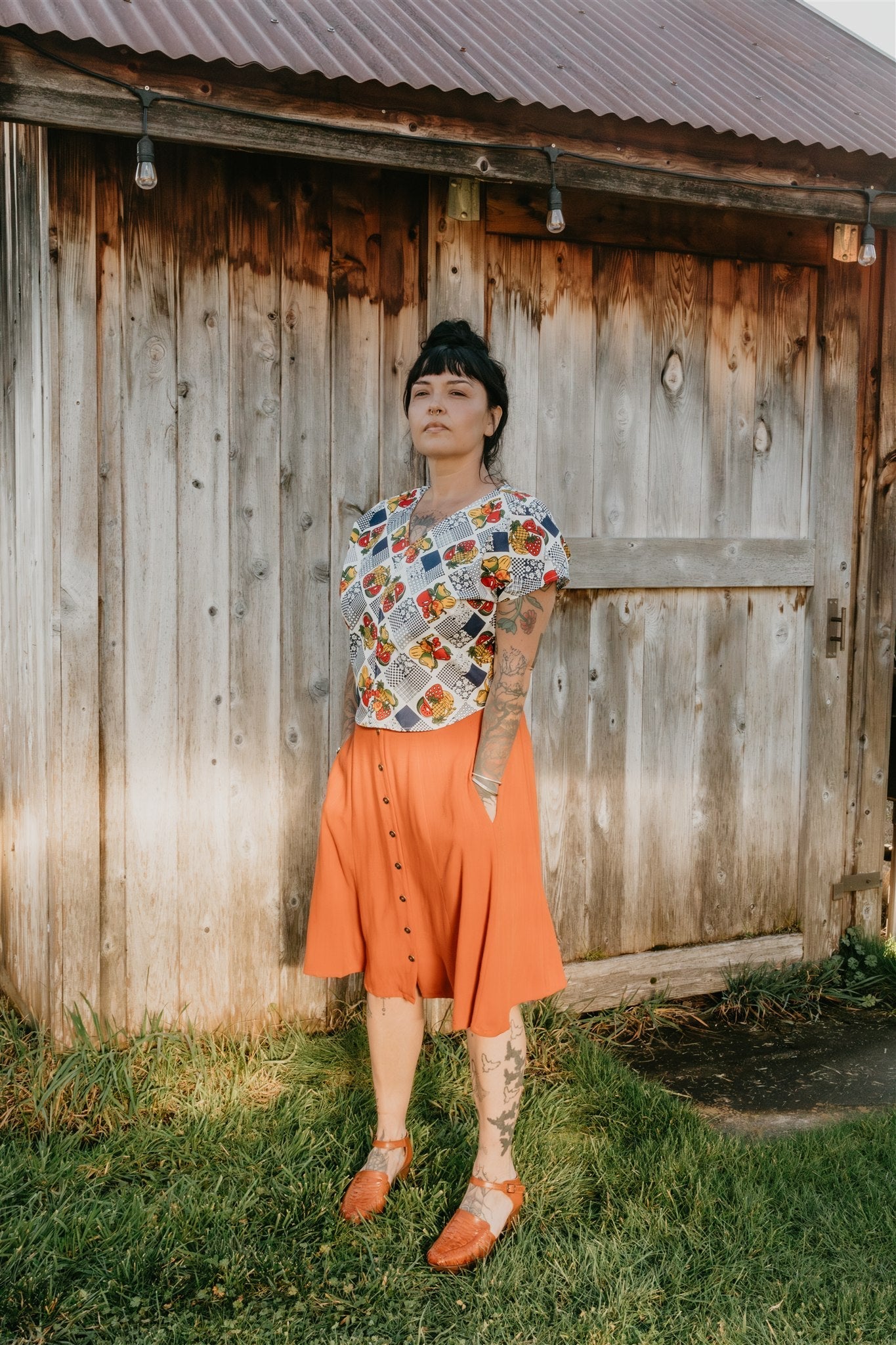 Dolman Top in Cotton Fruits
