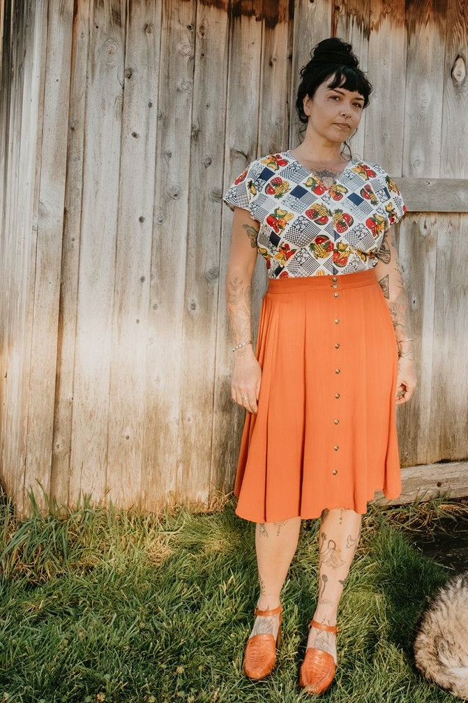 Bae Skirt in Rusty Orange Irish Linen
