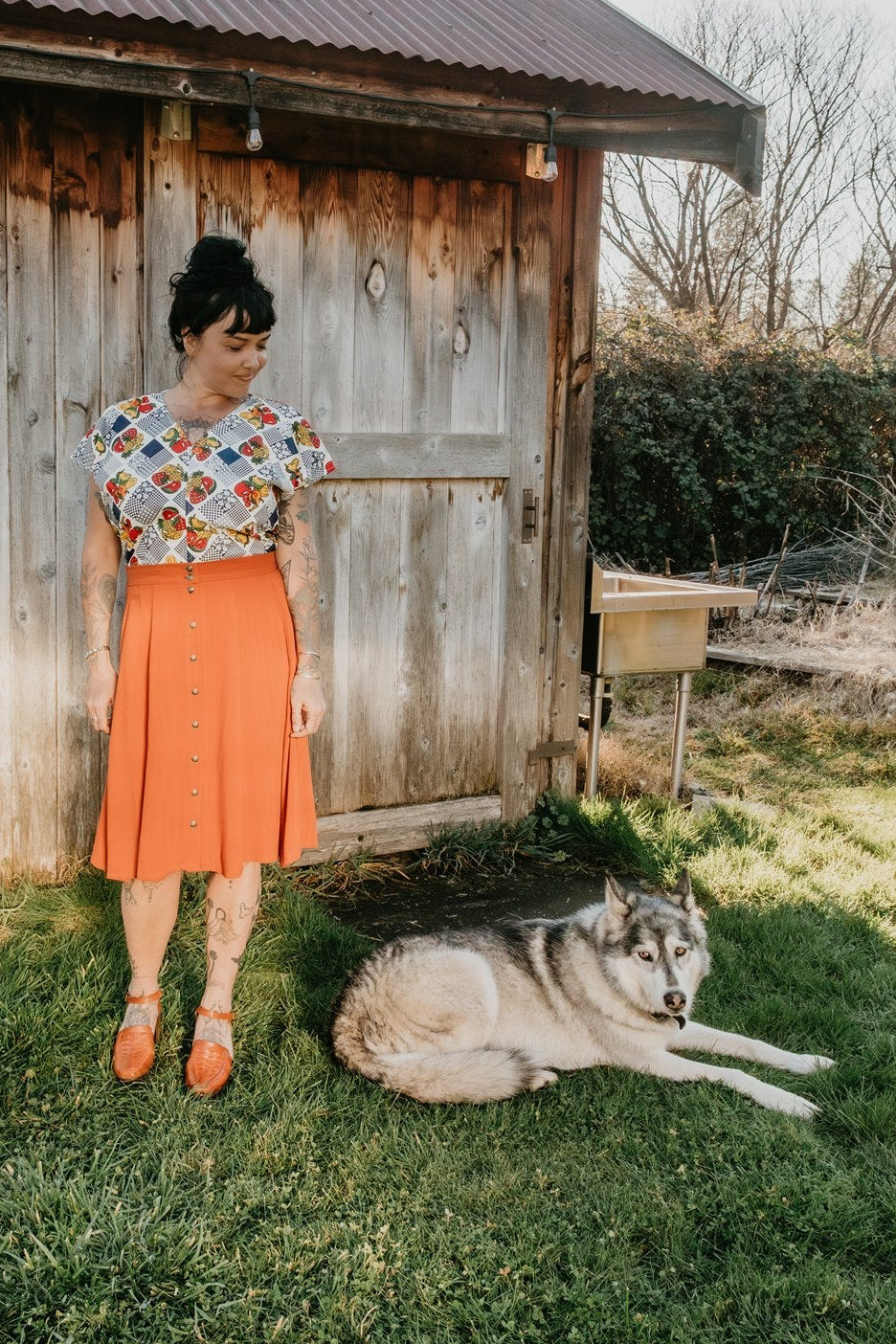 Bae Skirt in Rusty Orange Irish Linen