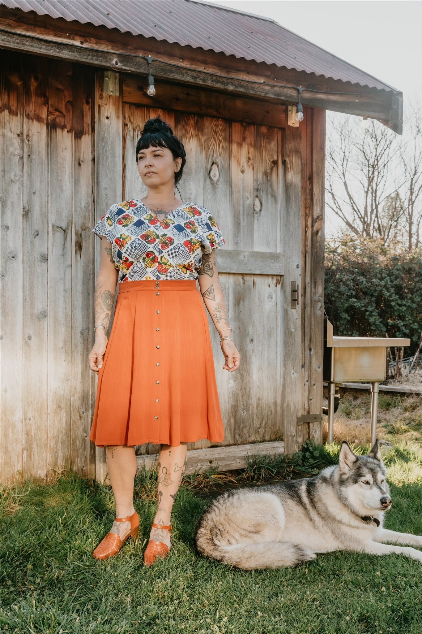Dolman Top in Cotton Fruits
