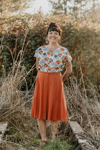 Bae Skirt in Rusty Orange Irish Linen