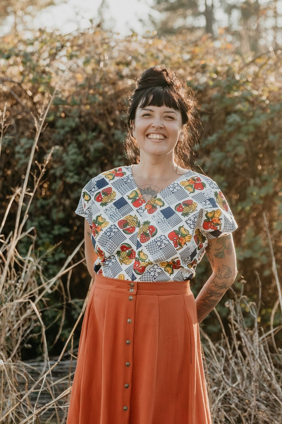 Dolman Top in Cotton Fruits