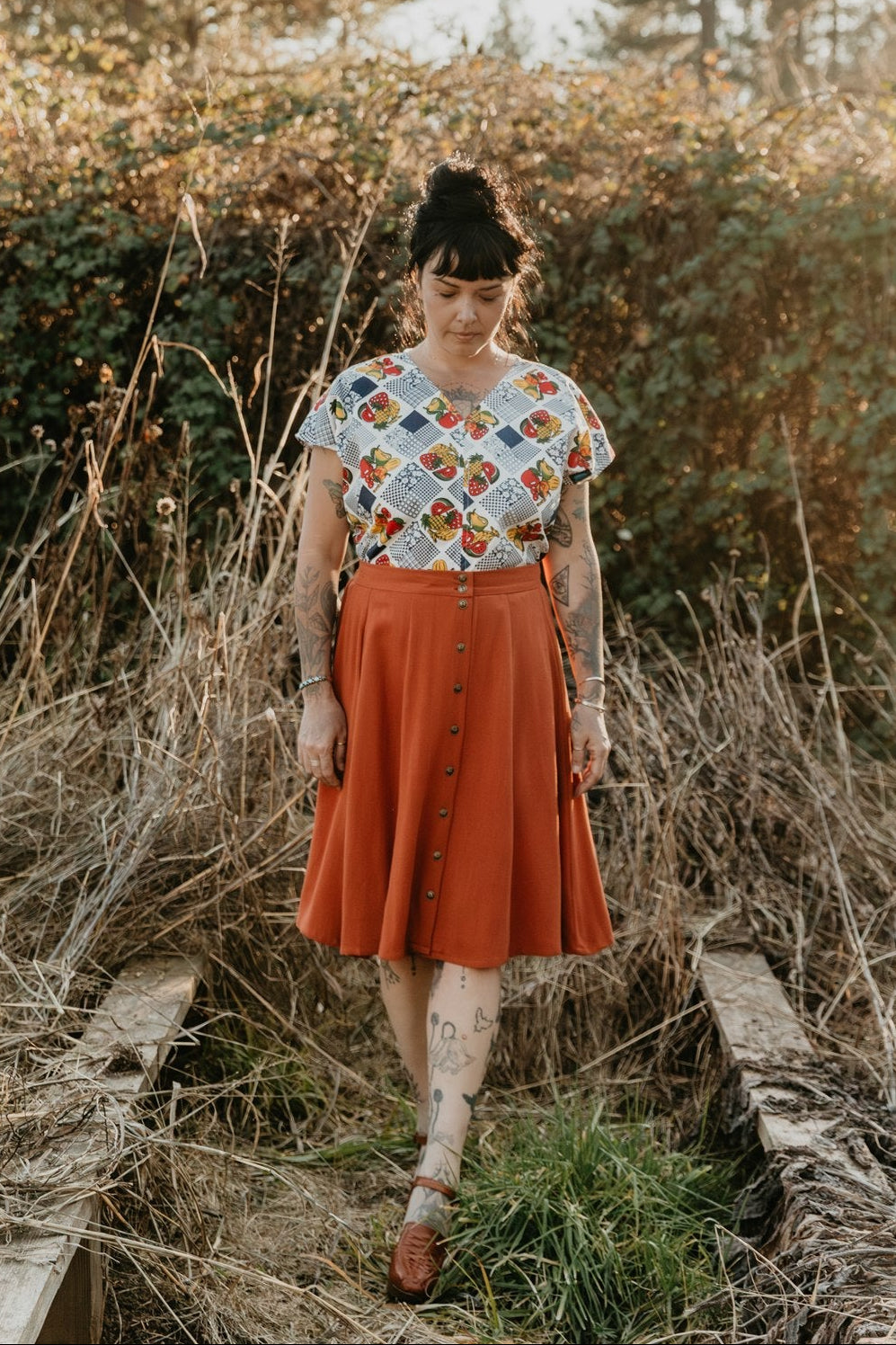 Bae Skirt in Rusty Orange Irish Linen