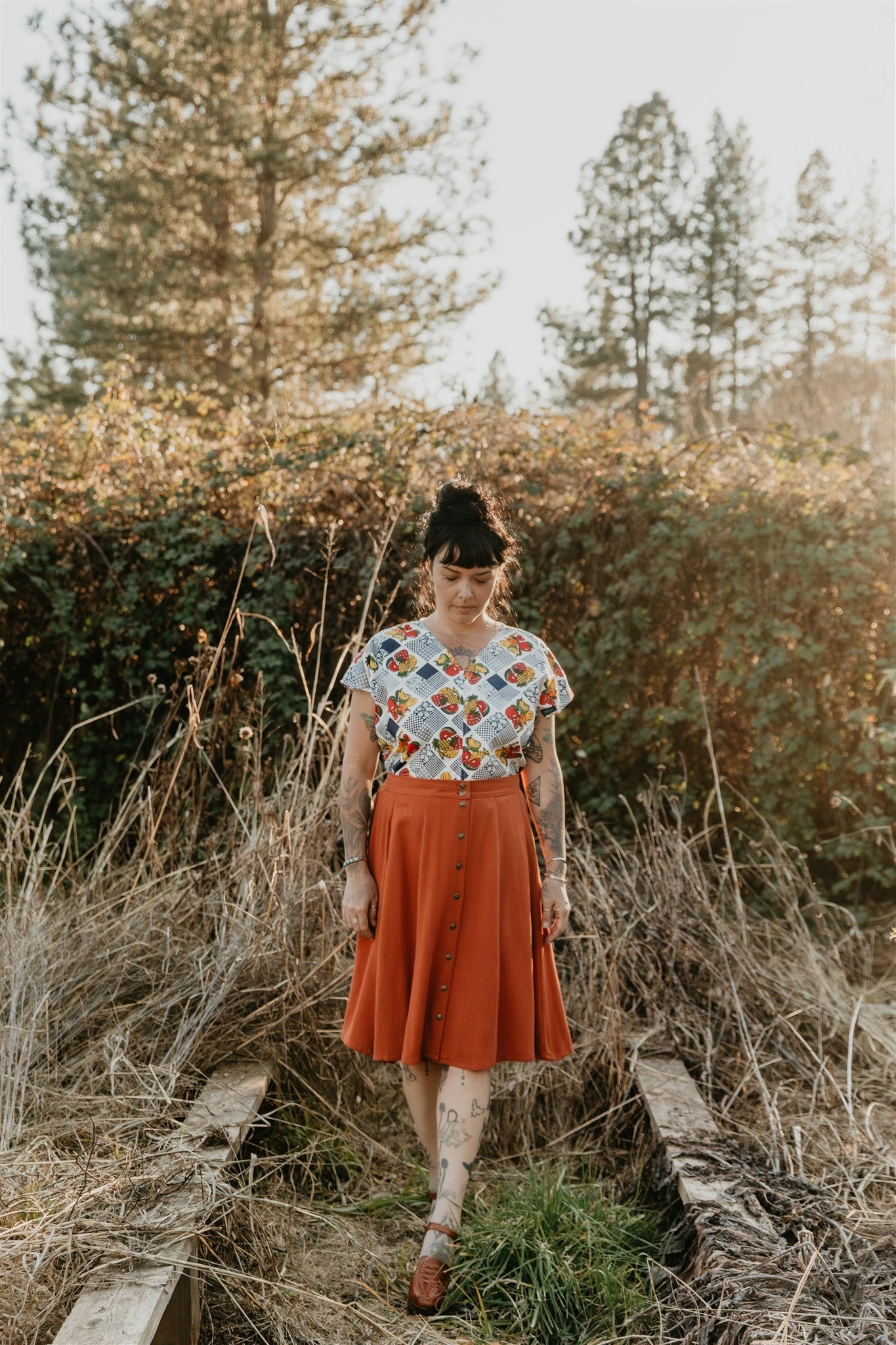 Dolman Top in Cotton Fruits